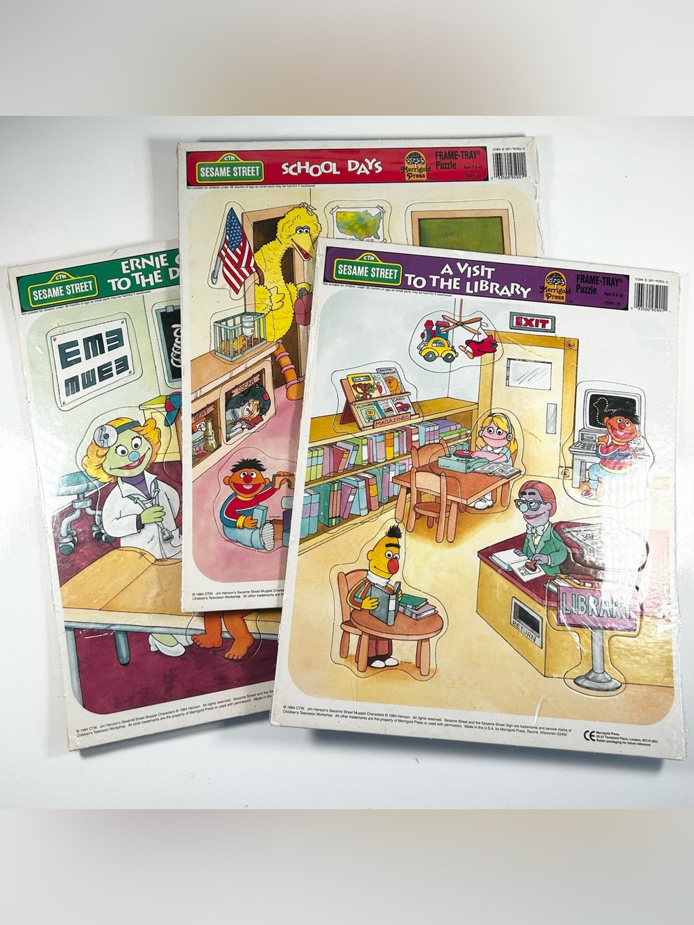Merrigold Press Sesame Street Frame Tray Puzzle Lot from 1984